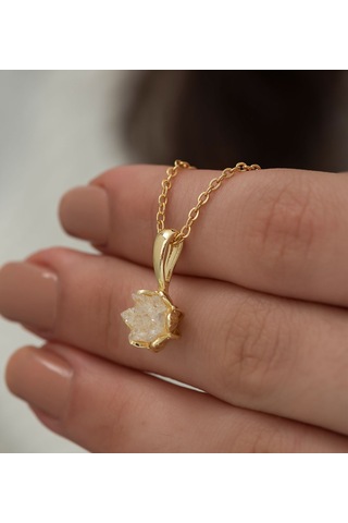 Altın Kaplama Beyaz Zirkon Taşlı Lotus Çiçeği Kadın Kolye Çok Renkli