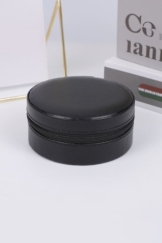 Chavin Siyah Deri Seyahat Yüzük Küpe Kolye Takı Kutusu St1-68sy