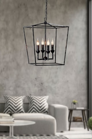 Luzarana Cage Siyah Metal Gövde Rustik Tasarım Lüx Avize Çok Renkli