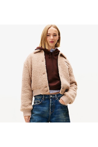 Tommy Hilfiger Padded Cropped Puffer Kadın Bej Ceket Dw0dw21666 5559697
