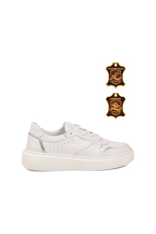 Voyager Beyaz Hakiki Deri Anatomik Tabanlı Kadın Casual Ayakkabı Sneaker Z202 Z
