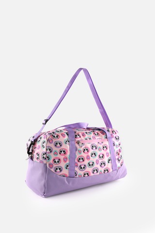İcone Bag Baskılı Spor Çanta, Cepli Spor Çanta, Fermuarlı Detaylı Çocuk Spor Çanta, Lila