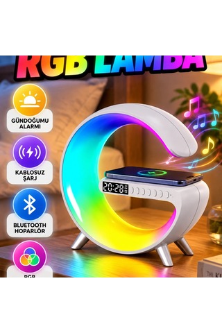 Rgb Akıllı Uyku Lambası Gündoğumu Alarmı, Kablosuz Şarj Ve Müzik Çalar