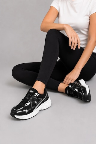 Ht Hotin Mirage Kadın Günlük Rahat Bağcıklı Suni Deri Sneaker Spor Ayakkabı - Siyah