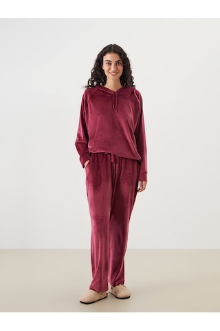 Lcw Dream Bordo Beli Lastikli Kadife Kadın Pijama Altı