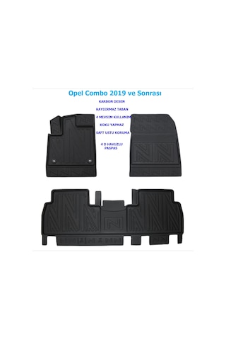 Opel Combo 2019 Ve Sonrası 4d Premium Havuzlu Paspas
