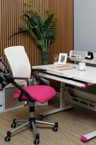 Creo Mobili Yükseklik Ayarlı Vega Plus Çalışma Sandalyesi, Ofis Ve Bilgisayar Koltuğu Beyaz/fuşya Gri