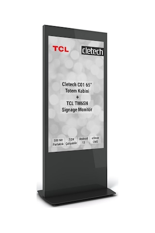 C01 65" Digital Signage Totem + Tcl Tm65n Signage Monitör