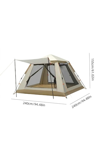 Tam Otomatik Tenteli 4-5 Kişilik Kamp Çadırı 240x240x155 Cm Krem