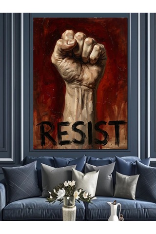 Resıst Yumruk Protesto Poster Dekoratif Kanvas - Mdf Ahşap Tablo