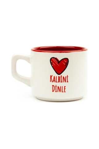 Kalbini Dinle Beyaz Venüs Kupa - Hediye Seramik Kupa Açık Ahşap