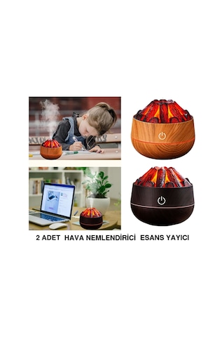 2 Adet Hava Nemlendirici,aroma Difüzörü Şömine Görünümlü Alev Buhar Makinesi
