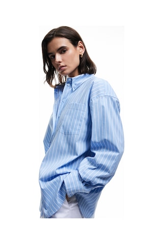 Koton Klasik Yaka Uzun Kollu Oversize Poplin Gömlek Mavi Çizgili 6wak60022pw Mavi Çizgili