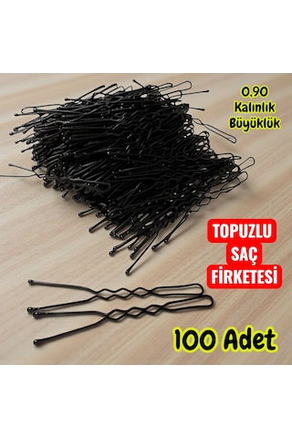 Technow Siyah 6 Cm Büyük Topuzlu Kalın Saç Firketesi 0.90 Siyah 100 Adet Siyah