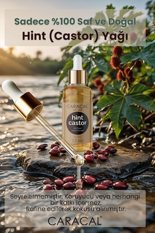 Caracal Hint Yağı %100 Saf Doğal Saç Yüz Kaş Kirpik Cilt Bakım Yağı 100 Ml