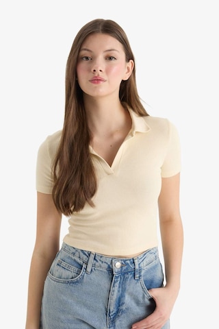 Defacto Fitted Polo Yaka Fitilli Kaşkorse Kısa Kollu Tişört A0379ax25smer144 Ekru