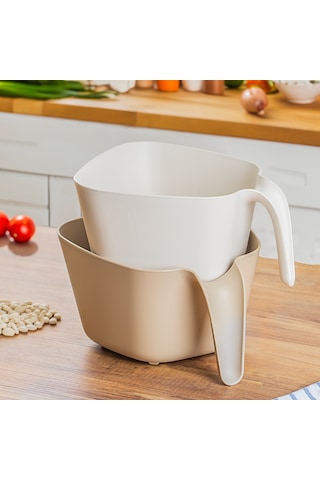 Porsima G-575 2 Parça Çok Amaçlı Plastik Süzgeç Bej Beyaz