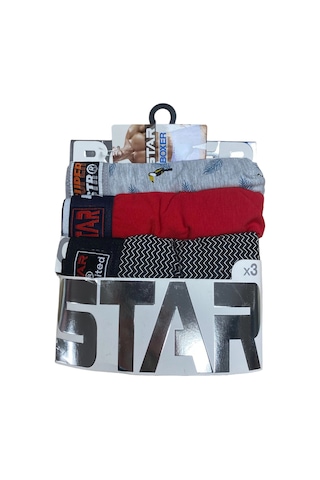 Modadua Star 105 Desenli Jakar Erkek 3'lü Kemer Boxer
