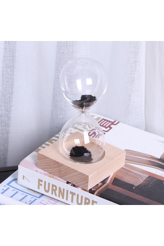 Konesam Ahşap Tabanlı Manyetik Cam Kumu Saati - Mıknatıs Etkisiyle Güzel Şekiller Oluşturan Ofis Ve Ev Dekorasyon Aleti