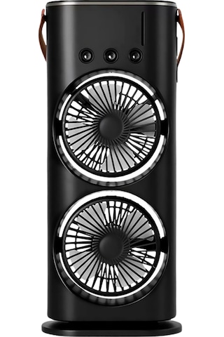 Çift Başlıklı Tnabilir Fan Rgb Işıklı Sprey Nemlendiricili Masaüstü Csmtex - 49 Serinletici Fan