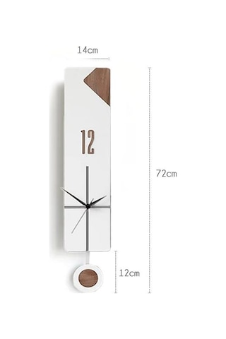 Cajuart Modern Uzun Ahşap Beyaz Düz Çizgili Sarkaçlı Duvar Saati