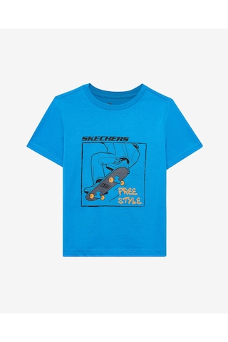 Skechers B Regular Fit Graphic Tee T-shirt Büyük Erkek Çocuk Mavi Tshirt Sk2510112-315 Mavi