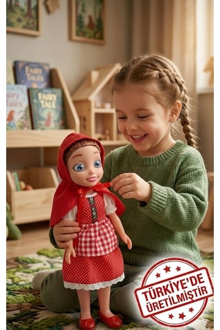 Kırmızı Başlıklı Kız Sesli Masal Anlatan Oyuncak Bebek - 42 Cm