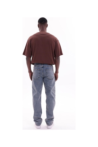 Freemen Erkek Baggy Bol Kesim Kot Pantolon Yıkamalı Mavi