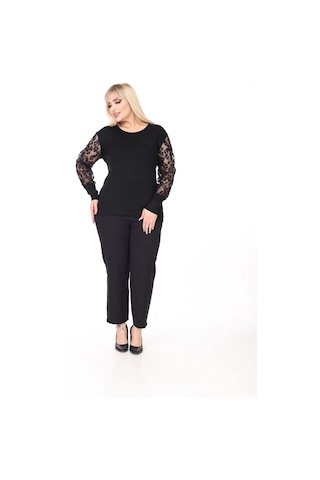 Siyah Papatya Kol Büyük Beden Bluz 27e-2639 Siyah
