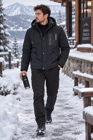 Luxıc Core Erkek Kürklü Kapüşonlu Softshell Kışlık Mont Lacivert Xl