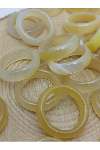 Akik Taşı Yüzük Sisli Açık Zeytin Alacalı 6mm Kalınlık 59948 Bakır