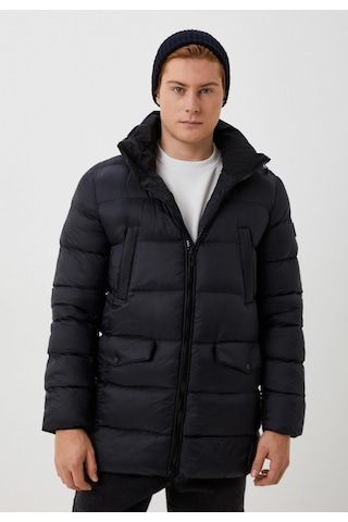 Erkek Şişme Mont Siyah Kapüşonlu Termo Dolumlu Ve Iç Astarlı 6 Cep Dik Yaka Mont Ncs Jeans 4994-Siyah