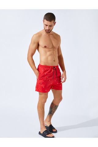 Koton Deniz Şortu Desenli Kırmızı Desenli 1yam49064gw