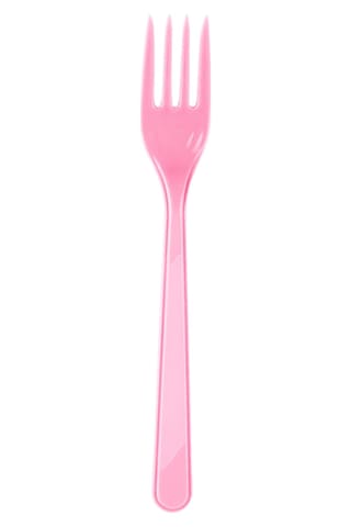 Plastik Çatal Pembe Renkli Lüx Parti Piknik Davet Doğum Günü Çatalı - 18 Cm. - 25 Adetlik 5 Paket