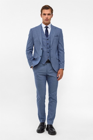 Buz Mavi Slim Armürlü Sivri Yaka 6 Drop Takım Elbise-38699 Buz Mavi