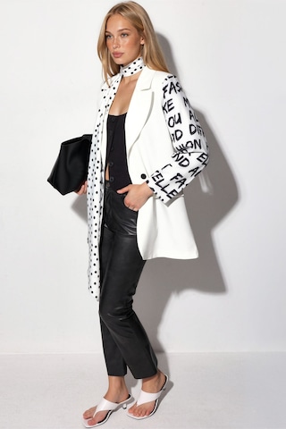 Hiccup Msn Oversize Krep Blazer Ceket Tozlu Beyaz