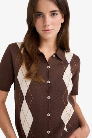 Defacto Regular Fit Polo Yaka Triko Hırka F7976ax25aubn340 Kahve