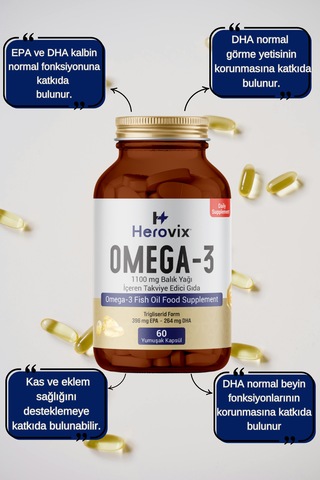 Omega 3 Balık Yağı 60 Softjel 1100 Mg Epa:396 Mg Dha:264 Mg