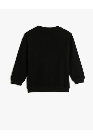 Koton Basic Sweatshirt Pamuklu Bisiklet Yaka Etiket Detaylı Siyah 4wkb10339tk