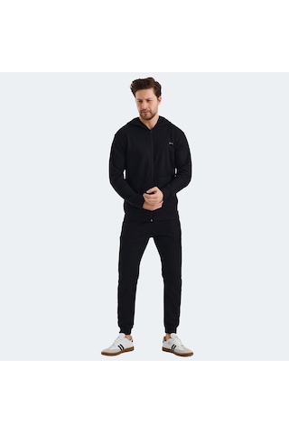Slazenger KEEN IN Erkek Fermuarlı Kapüşonlu Cepli Siyah Eşofman Takımı