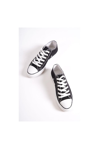 Mubiano Mbcvs100s Düz Taban Bağcıklı Kadın Siyah Bez Spor Ayakkabı & Sneaker Siyah