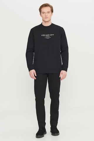 AC&Co / Altınyıldız Classics Erkek Sıyah 2 İplik Pamuklu Standart Fit Normal Kesim Bisiklet Yaka Sweatshirt Siyah