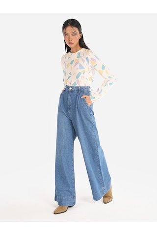 Colins 995 Sares Normal Kesim Yüksek Bel Beggy Wide Leg Jean Pantolon Cl1067518 Denim