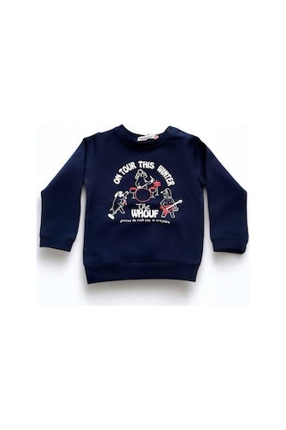 Cantoy Erkek Bebek Winter Yazılı Pamuklu Sweatshirt-14658 Lacivert