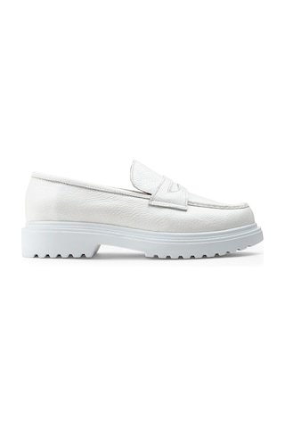 Deery Hakiki Deri Beyaz Loafer Kadın Ayakkabı - 01903zbyzp01 Beyaz