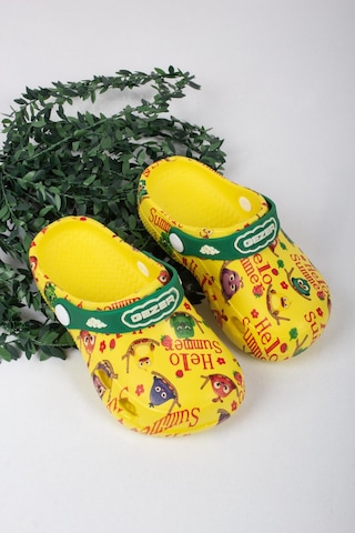 Kız Çocuk Renkli Kuş Temalı Terlik-5812-sarı Sarı