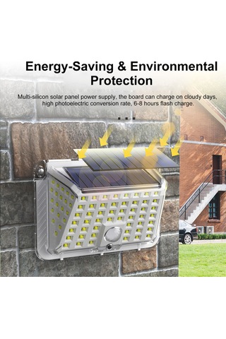 Vkemall Güneş Enerjili 90 Led Duvar Lambası, Ip65 Su Geçirmez, İnsan Algılama, Bahçe/villa Aydınlatması, Beyaz, 5w