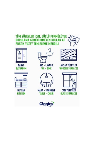 Giggles Pratik Yüzey Temizleme Mendili 2 x 50'li