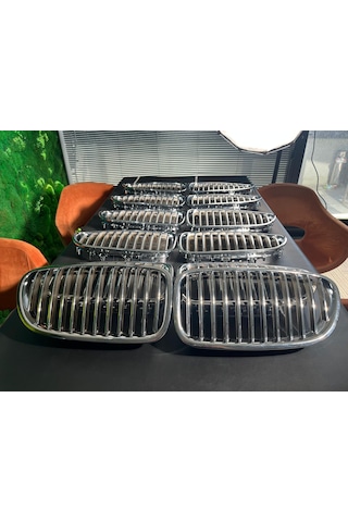 Bmw F10 Panjur Krom Titan Böbrek Izgara Seti 5 Serisi Ön Grill 2010-2017 Uyumlu Gri