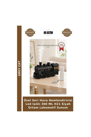 Özel Seri Hava Nemlendiricisi Led Işıklı 300 Ml H21 Siyah Ortam Lokomotif Sunum